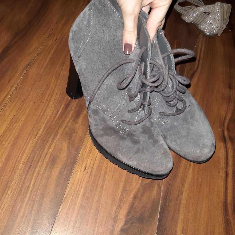 Gray Lace up Heels